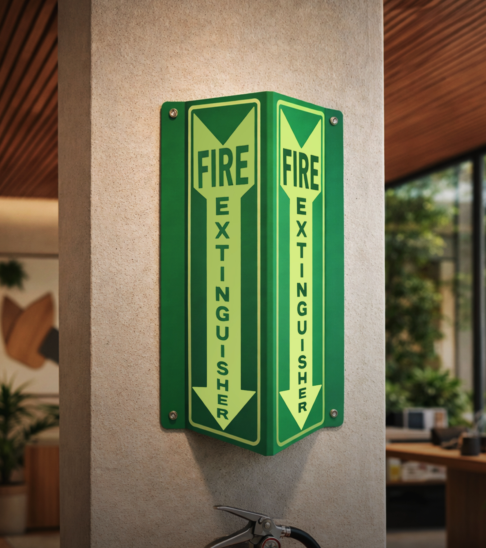 Acrylic Two-Way Fire Extinguisher Sign